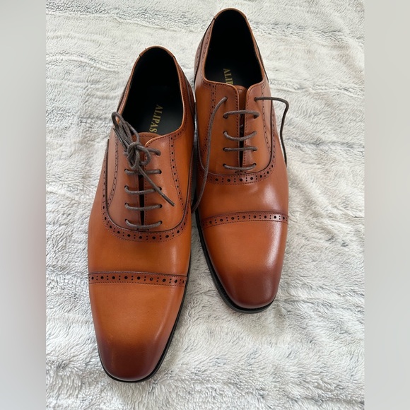 ALIPASINM Men's Wingtip Oxford Dress Shoes Lace Up Size 13 ,Brown Leather New - Picture 8 of 11